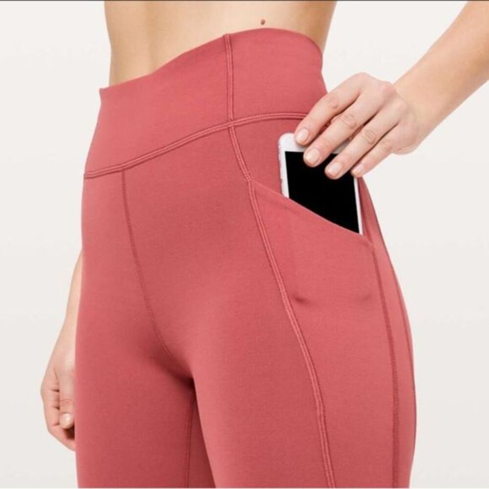 Lululemon Time To Sweat Crop 23" with Pockets Sz 6 Brick Rose Full On Luxtreme